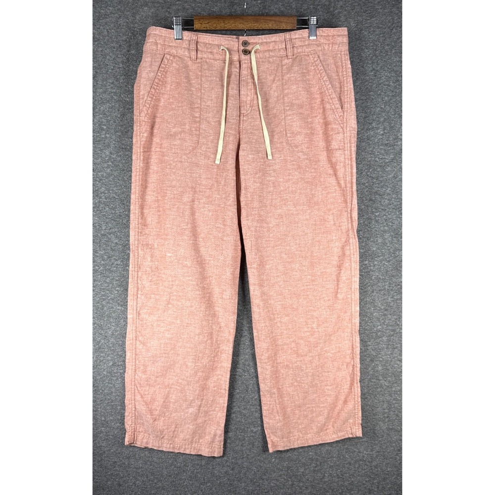 Patagonia Island Hemp Pants Women 14 Short Peach Straight Leg Organic 56641 Sail